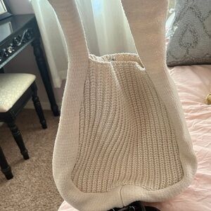 Elegant Cream Knit Tote Bag